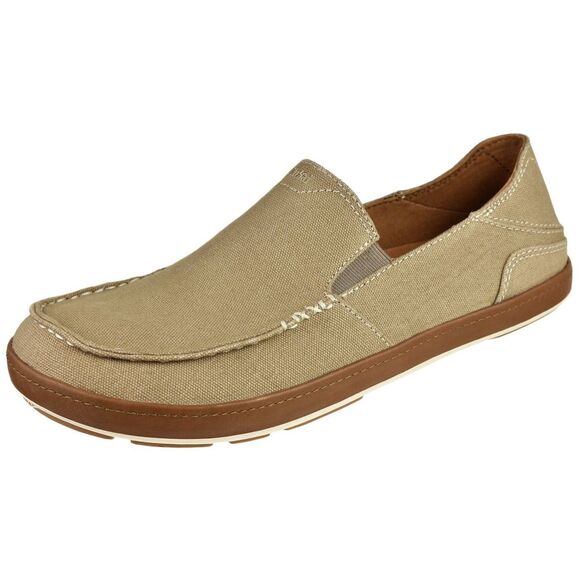 OLUKAI Puhalu Canvas Slip On casual Loafers Men’s Size 9 10294-1033 Khaki tan - Picture 1 of 16